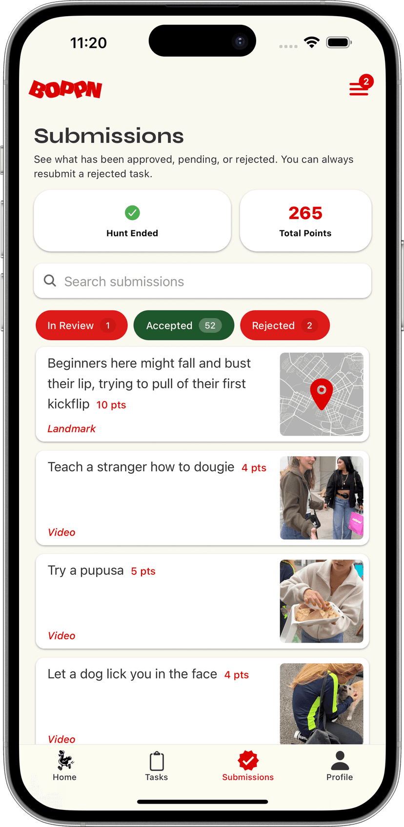 Boppn App Interface
